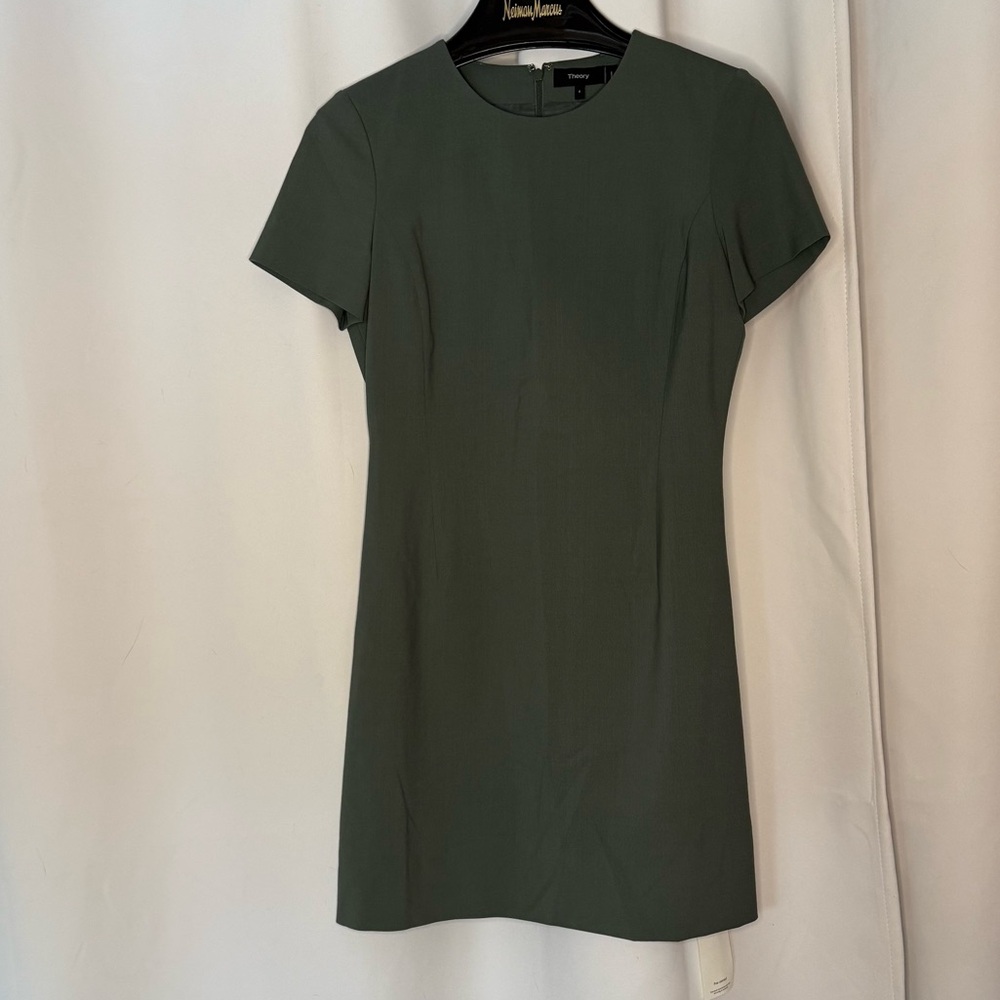Theory Green/Gray Short Sleeve Shift Dress